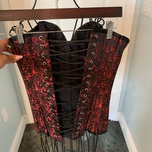 Gently used black/red corset size 22UK